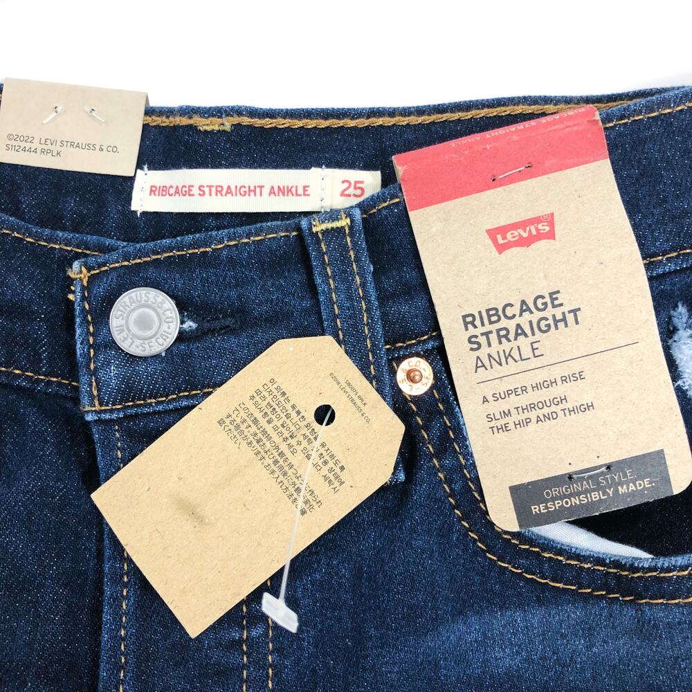 Levi's Ribcage High Rise Buttonfly Straight Ankle Jeans - Picture 4 of 6